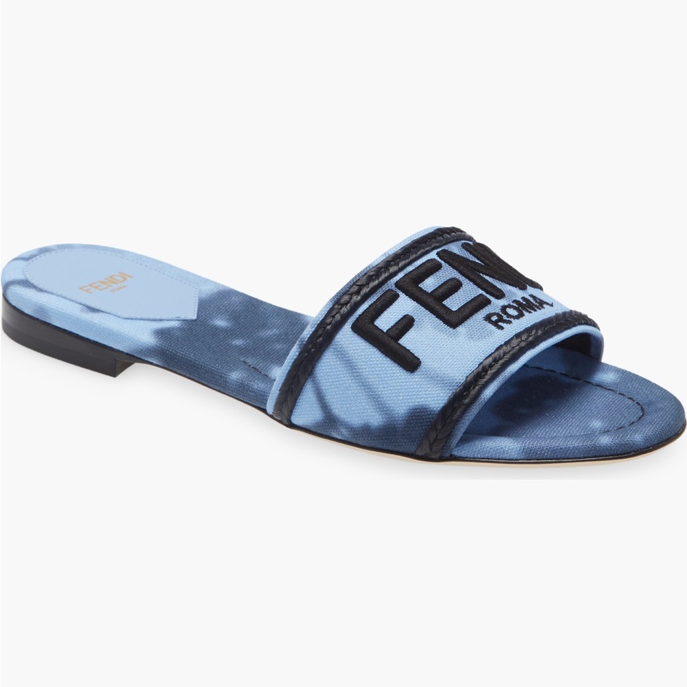 Fendi Hortensia Floral Print Logo Sandal